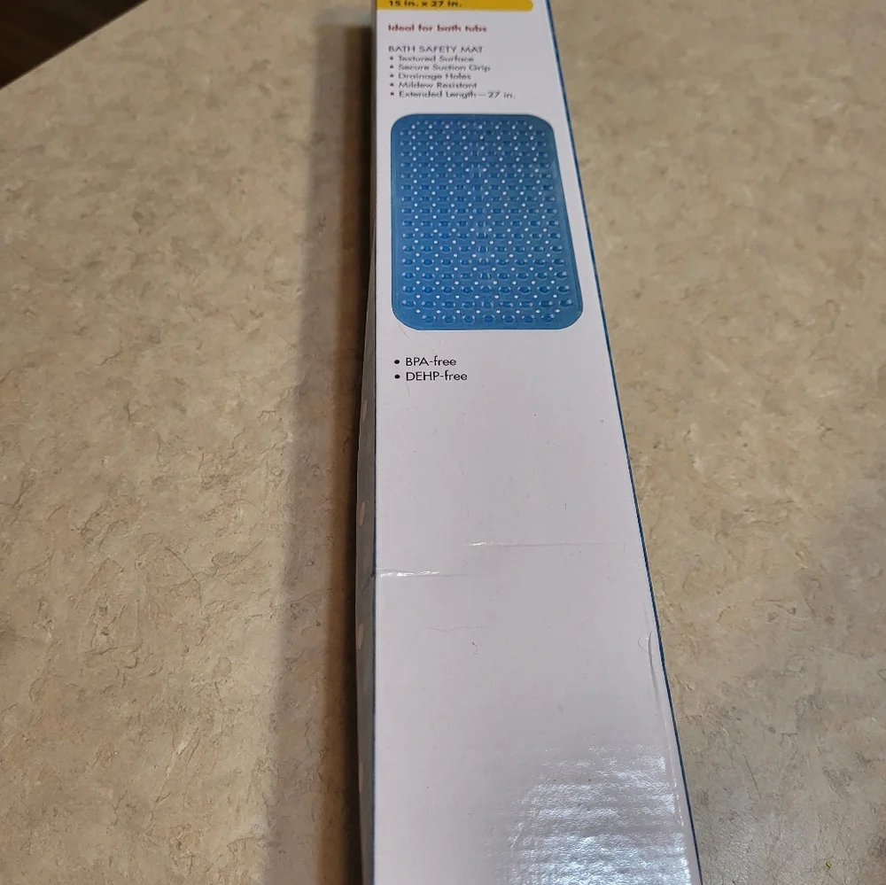 Bath Mat 15 X 27 inches, Non-slip & Antifungal Textured Surface in Blue